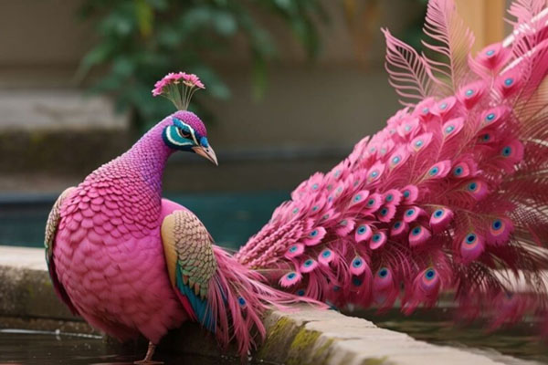 pink indian peafowl